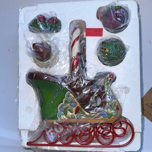 New in box Jim‎ Shore Jingle All the Way/set of 5 Winter Sleigh with ornaments